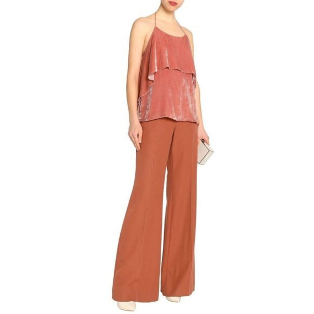 Alice + Olivia Marybeth Antique Rose Velvet Ruffle Top Blouse NWT